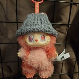 Gray Crochet Beanie For Labubu